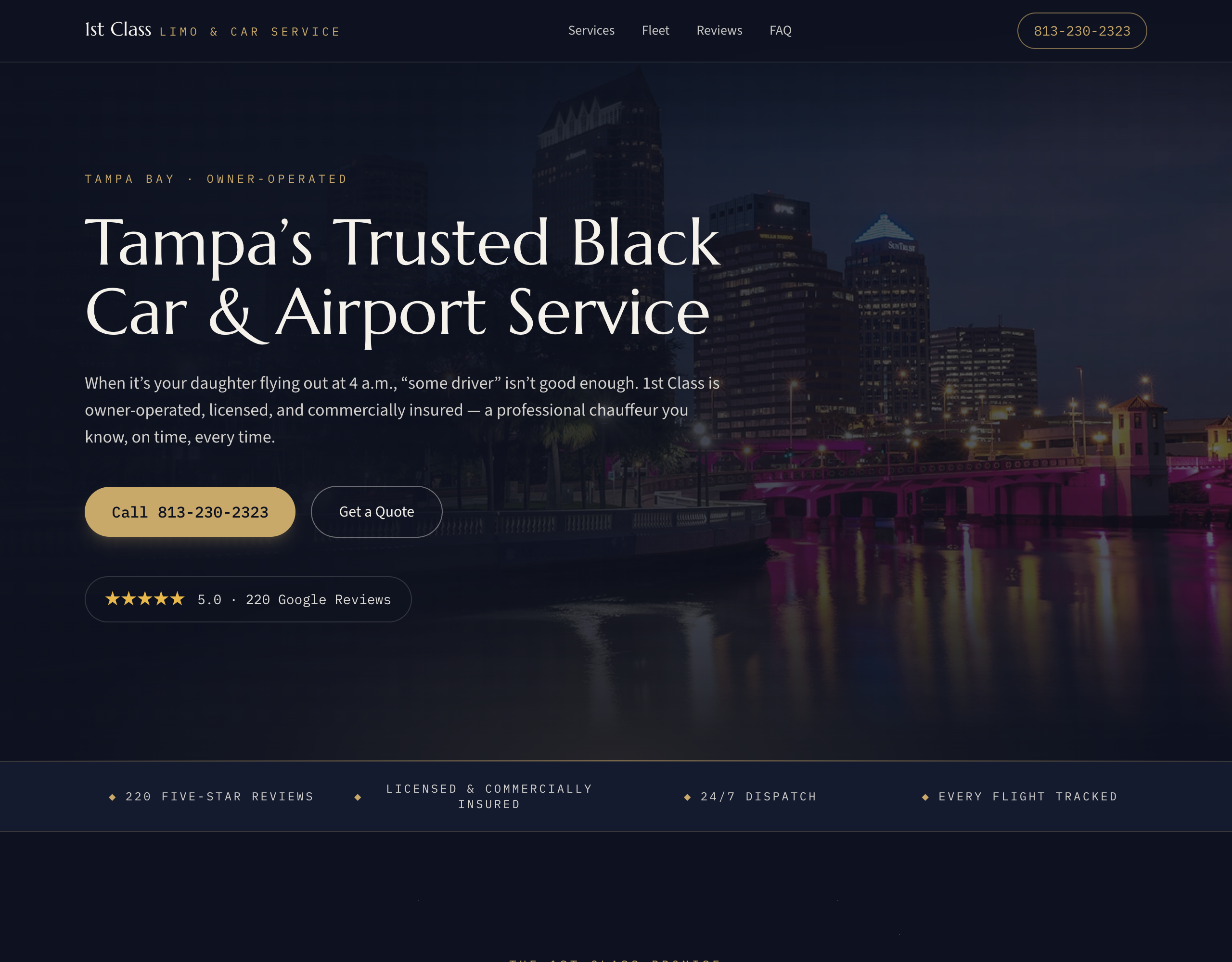 1st Class Limo & Car Service website after the Werly rebuild