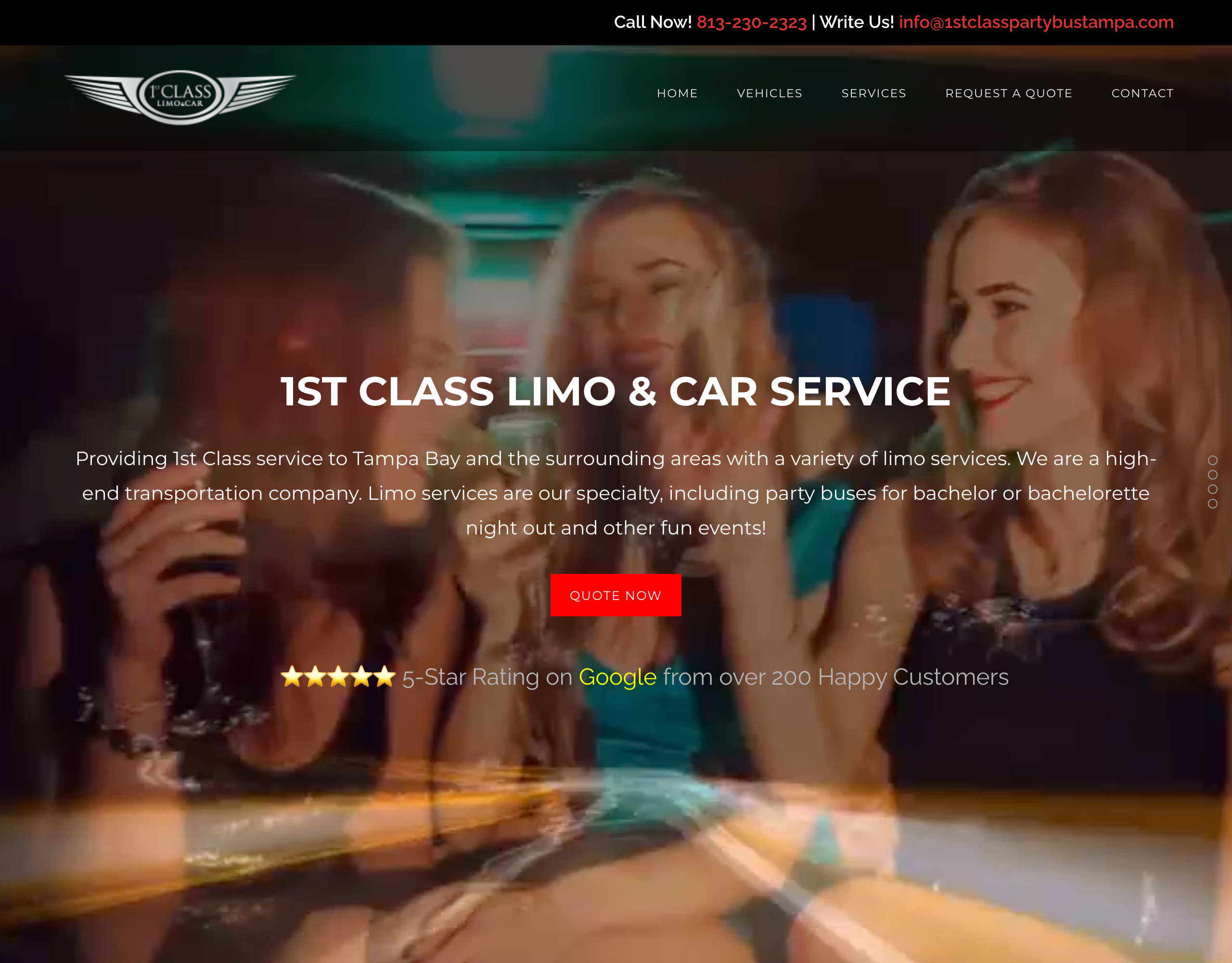 1st Class Limo & Car Service website before the Werly rebuild